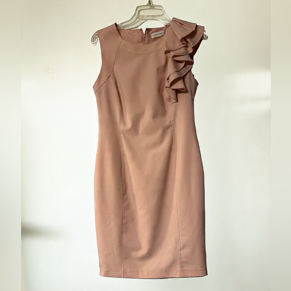 Calvin Klein Pink One Shoulder Sheath Dress